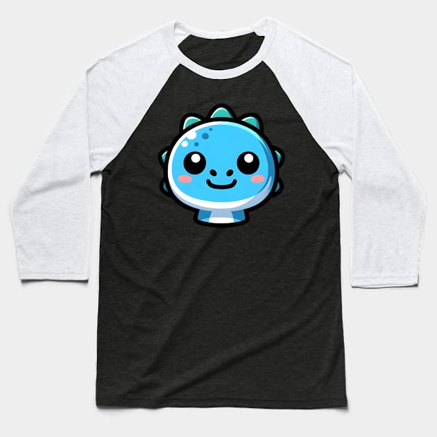 Blue Dinosaur Emoji Baseball T-Shirt by OddHouse